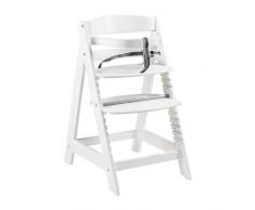 Trona evolutiva roba Sit Up Click, utilizable como trona para bebes y silla juvenil, innovador sistema de cierre, madera maciza, acabado en blanco.