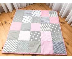 Kospu Manta de juego patchwork manta de juego manta bebé 125 x 125 cm