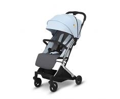 skiddoü Mikkeli - Cochecito plegable para niños con ruedas de aluminio, ligero y cómodo, cochecito plegable para niños, cochecito de viaje, cochecito plegable con función reclinable, color azul