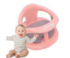 Edibaby, Asiento Bañera Bebe, Silla Bañera Bebe, con 4 ventosas, Antideslizante con Reposabrazos y Respaldo Alto para Bebe de 6 a 24 Meses, Soporta hasta 30kg (Rosa)