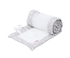 babybay Nestchen Mesh Piqué - Protector de cuna para modelo Boxspring XXL, color gris perla, estrellas blancas