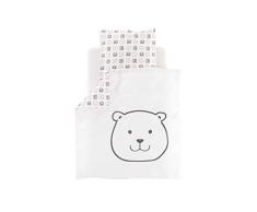 Träumeland TT19103 - Juego de cama infantil (algodón, funda de almohada de 80 x 80 cm y funda de almohada de 35 x 40 cm), diseño de oso pequeño, multicolor