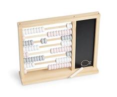 Jollein - Abacus de madera con pizarra, 30 x 25 cm, color gris y rosa