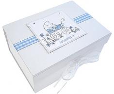 Tarjetas de algodón blanco - Joyero A5 bebé, color: azul