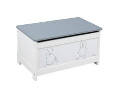 Cofre de juguete Roba Miffy de madera, para niños, con asiento abatible y herraje amortiguador, banco para habitación infantil, banco blanco para niños y niñas