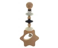 Hess 10126510 - Colgante para cochecito de bebé (madera, 20 x 7 x 3,5 cm), diseño de estrella, color negro
