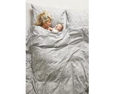 Meyco Home Basic - Juego de cama de matrimonio (100% algodón, material transpirable, fácil cuidado, ajuste perfecto, práctica rayas, 240 x 200/220 cm), color gris