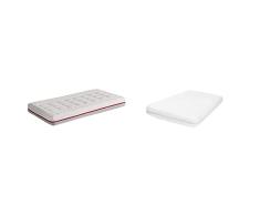 Ecus Kids Colchón De Cuna Pigü | para Cuna Antiplagiocefalia | Bebé Máxima Frescura, Color Blanco Y Gris, 117x57x12 cm, 2700 g & Soft 3 en 1 - Protector colchón, Blanco, 120x60