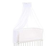 Babybay Dosel piqué con Cinta para los Modelos Original, Maxi, Boxspring, Comfort, Comfort Plus y Midi, Blanco Mezcla de Estrellas Color de Arena/Azur