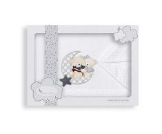 INTERBABY -Sábanas Minicuna Osito Amoroso Blanco Gris