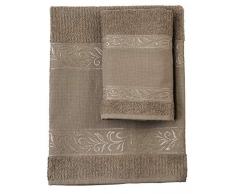 Filet – Juego de toallas de mano con ospite – 100% rizo de algodón – Color liso – con inserto de tela Aida para bordar – Cuerda