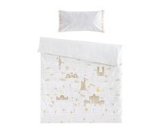 Eiffel Baby Funda Nordica Cuna Bebe. Funda Almohada. 100% Algodon. Calidad. Diseño Infantil. Tamaño Cuna 60 x 120 cm. Estampado Digital. Fabricada en España. Alemania Color Beige
