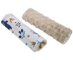 Almohadilla acolchada para cinturón de seguridad para cochecito de bebé, 100% algodón, 1 par, 18 x 13 cm, doble cara, cochecito deportivo (animales con menta beige)