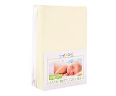 Sábana bajera ajustable Julius Zöllner de punto, paquete doble para cuna, tamaño60 x 120/70 x 140, en diferentes colores multicolor ecru/weiß