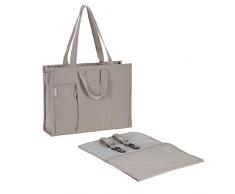 LÄSSIG Bolso cambiador para bebé con cambiador, fijación para cochecito, fabricado de forma sostenible/GRE Tote Up Bag taupe