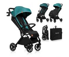 LIONELO Cloe Cochecito Plegable hasta 22 kg, Respaldo Ajustable Función Dormir, Arnés de 5 Puntos Ruedas Portavasos Ligero Compacto Impermeable, sillita, silla paseo ligera, carrito bebe (verde)