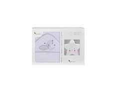 Interbaby - Capa de baño nube luna blanco y gris con lámpara estrella, unisex, ES1185-18