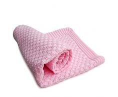Sonnenstrick SODE3 - Manta con relieve para bebés, 80 x 80 cm, color rosa y blanco