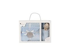 Interbaby Set bebé Manta Scherpa con Dou Dou Oso, Azul