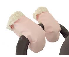 Manoplas guantes para carrito silla de bebé pelo extra-suave y ecopiel. Rosa bebé