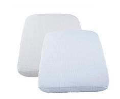 Chicco - Set de 2 Sábanas Bajeras Ajustable para Mini Cuna 50 X 83 cm, Color Gris Rallas y Puntos (Grey Stripes)