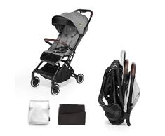skiddoü silla de paseo para niño plegable Espoo silla de paseo plegable ligera y plegable con una sola mano estructura de aluminio, silla de viaje pequeña, tamaño pequeño, compacta, gris