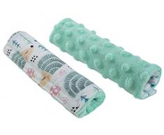 Almohadilla acolchada para cinturón de seguridad para cochecito de bebé, 100% algodón, 1 par, 18 x 13 cm, doble cara, cochecito deportivo (erizo menta con minzer Minky)