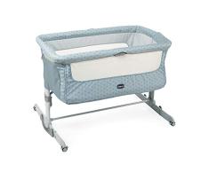 Chicco Next2Me Dream Cuna de Colecho para Bebé con Colchón, Función de Mecedora, Lateral Abatible, Altura Ajustable, Panel de Malla, Ruedas y Bolsa de Viaje 0-6 meses, 9 kg, Color Azul (Sage)