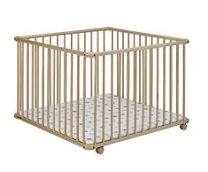 Corralito Geuther Lucilee - corralito plegable, probado por el TÜV de madera en colonial, decoración: lunares, tamaño: 76 cm x 97 cm