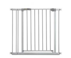 Hauck Stop N Safe 2 puerta de seguridad incluido extensión de 9cm, para escaleras 84 – 89 cm, ampliación con extensiones a 110cm, sin agujeros en la pared, con apertura a ambos lados, hierro, plata