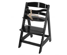 trona roba Sit Up III, utilizable como trona autoajustable para bebé y como silla juvenil, en madera maciza, acabado en negro