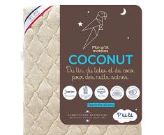 Ptit Lit - Colchón de cuna Coco Nut - 60x120 cm - 1 cara Latex / 1 cara de Coco de origen vegetal - Lino: Naturalmente Termorregulador - Funda extraíble - Oeko Tex