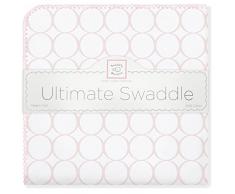 SwaddleDesigns Manta Envolvente Ultimate, Franela de Algodón de calidad superior, Círculos en blanco, Rosa pastel