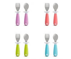 Munchkin Set de tenedor y cuchara para bebés raise, 2 uds (colores aleatorios), unisex, Pack de 2