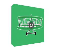 Feel Good Art PLANE1010-21ES - Lienzo Decorativo Grueso sólido afrontado, diseño avión, 25 x 25 x 4 cm, Color Verde