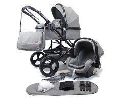 Silla de paseo Pixini Kalani 3 en 1, Trío, Niño, Silla de coche, Accesorios (gris)