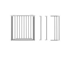 Babymoov Barrera de seguridad Safe & Lock Metal + 2 extensiones de 7 cm + 1 extensión de 18 cm - Apertura de 106,5 cm a 113,5 cm