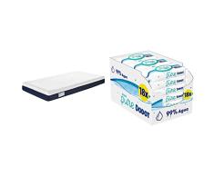 Ecus Kids Ecus Care - Colchón de Cuna, Certificado Sanitario, Previene la Plagiocefalia, Antiasfixia & Dodot Toallitas Aqua Pure para Bebé, 99% Agua, 864 Toallitas, 18 Paquetes (18x48)