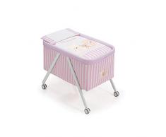 Interbaby Love - Minicuna de aluminio + textil, color gris/rosa