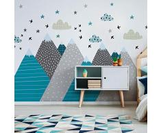 Adhesivo decorativo para pared, diseño de montañas escandinavas para habitación de bebé Janeka (105 x 215 cm)