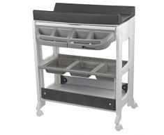 Bebeconfort Dolphy Cambiador Bañera Bebé 2 en 1, Colchón Acolchado y Impermeable Fácil de Limpiar, Múltiples Compartimentos de Almacenamiento, 4 Ruedas con Freno, Color Grey Mist