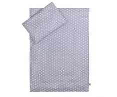 Lulando - Juego de cama infantil 2 piezas (almohada y funda nórdica) White Stars/Grey
