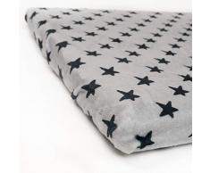 Babyline BACOESNEMINIR - Bajera Coralina Invierno, Hipersuave, Transpirable e Hipoalergénica, Esquinas Engomadas, Ajustable (Estrellas Negras, Minicuna 50 x 80), minicuna 50 x 80, Unisex