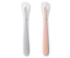 Skip Hop Pack de 2 cucharas de alimentación fácil gris y coral suave, gris y coral suave, paquete de 2