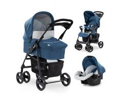 Hauck carro Shopper SLX trioset, coche de bebes 3 piezas de capazo, sillita y grupo 0+, botellero, facil y comodo plegado, para recien nacidos hasta bebes/niños de 25 kg, azul