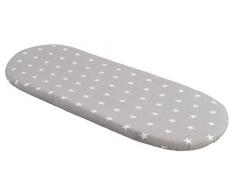 Sábana bajera ajustable para cochecito, 86 x 40 cm, 100% algodón, Medi Partners (estrellas blancas con gris)