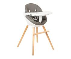 KikkaBoo Trona Bebé de Madera 2 en 1 ELMA, Silla Alta hasta 36 meses, Trona Convertible, Silla Baja, Bandeja Extraíble, Gris