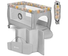 LIONELO Stefi Plus 2 en 1 Cuna de viaje y corralito de bebé de hasta 15 kg con acceso lateral con cremallera, de plegado rápido