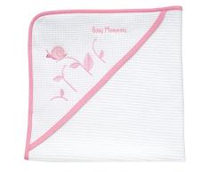 Toalla de baño con capucha, tela piquetada con bordado de caracoles pequeños, materiales de alta calidad, 100% algodón, 0 meses y +, rosa