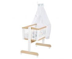 Roba 8955bcs186 Roba komple ttwiegen Set, cuna (40 x 90 cm), madera, color blanco, Moisés & Cuna con función de bloqueo, Set de cuna Incluye Completo & Bebé Ropa de cama (80 x 80 cm), multicolor